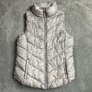 Womens So Quilted Zip-Up Vest Cabin Puffer Fleece Fall Gray Sz. XS